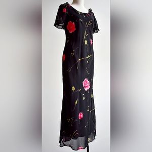 Vintage Black Floral Dress